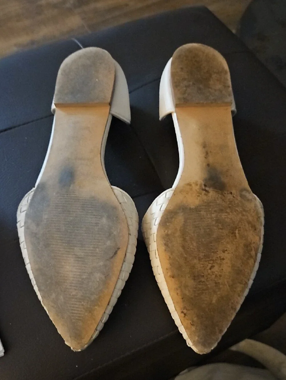 JustFab Cream Woven Pointed-Toe D'Orsay Flats